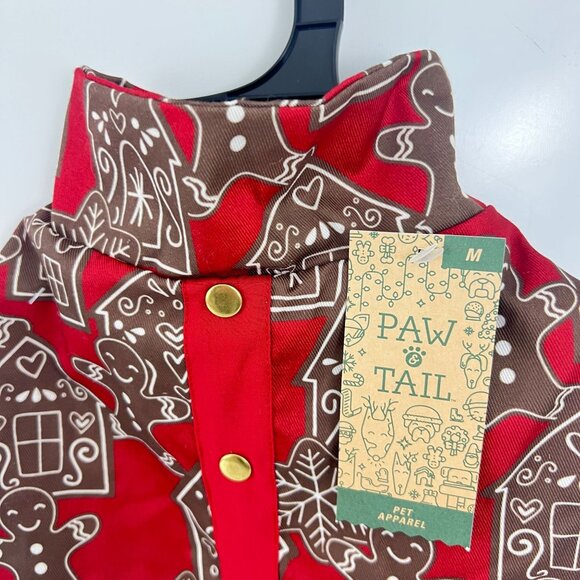 Paw & Tail Dog Apparel Jacket Sweater Fleece Red Gingerbread Man House Size M - Picture 4 of 5